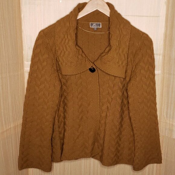 JM Collection Womens Brown Chunky Cardigan Large - Picture 1 of 7